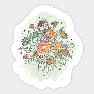 Sketchy Watercolor & Ink Wildflowers Sticker